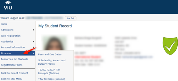 My Student Record Finances Link